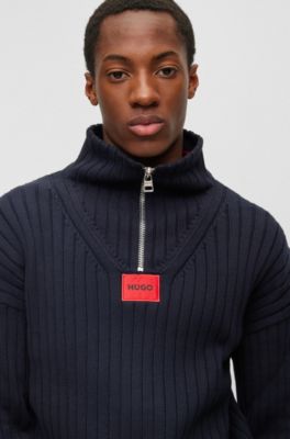 funnel neck cotton sweater