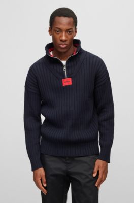 funnel neck cotton sweater