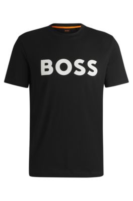 BOSS - Cotton-jersey T-shirt with rubber-print logo