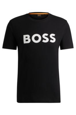 T-Shirt BOSS Baumwoll-Jersey Logo-Print gummiertem aus mit -