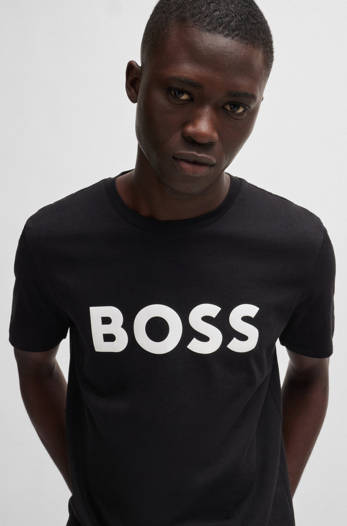 Boss - Cotton-Jersey T-Shirt With Rubber-Print Logo