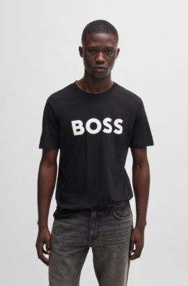 BOSS Tee 2 Short Sleeve Logo Cotton T-Shirt, Black, S