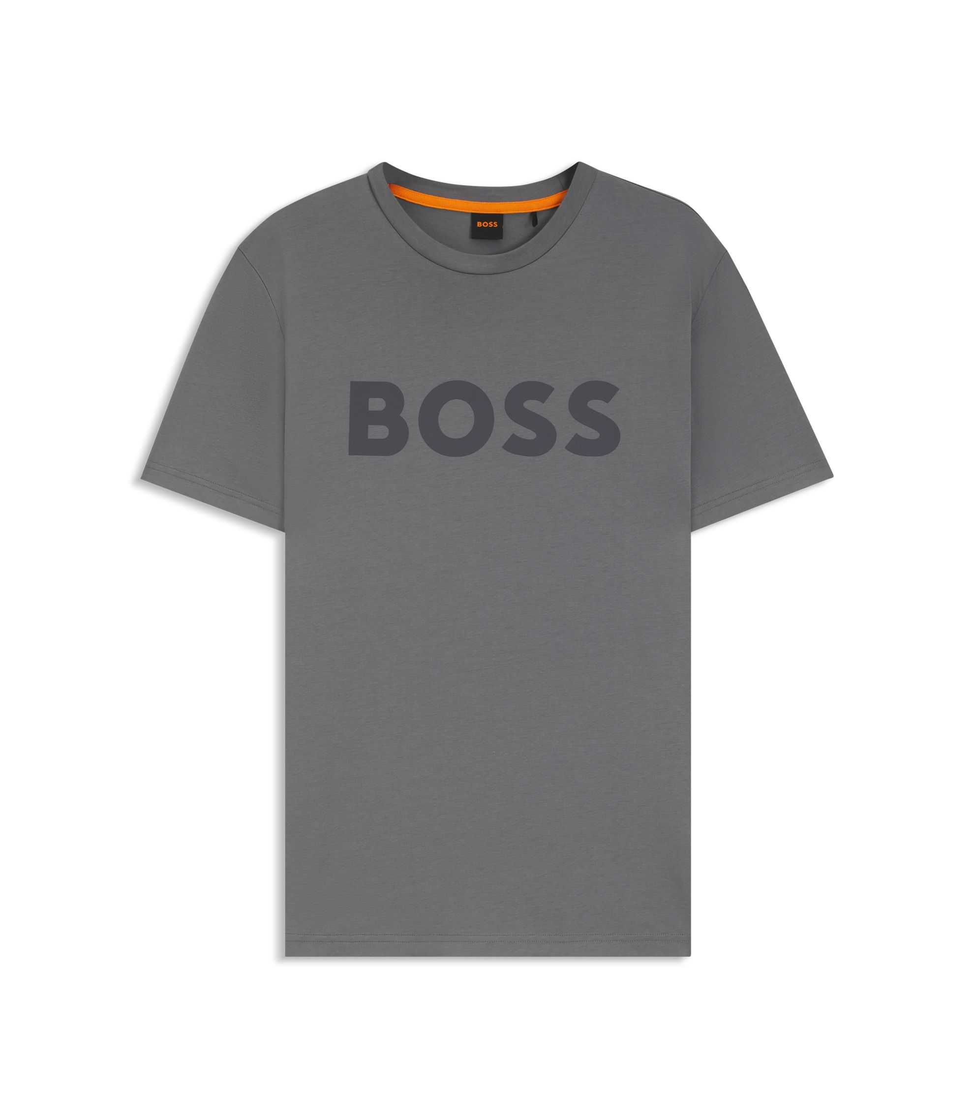 BOSS - Cotton-jersey T-shirt with large logo print - Grey