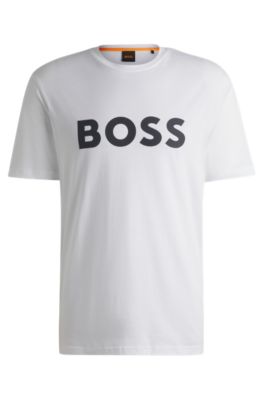 BOSS - コットンジャージー Tシャツ ラバープリントロゴ付き