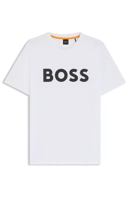 Cotton-jersey T-shirt with large logo print