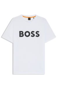 Camiseta de punto de algod&oacute;n con un gran logo estampado, Blanco