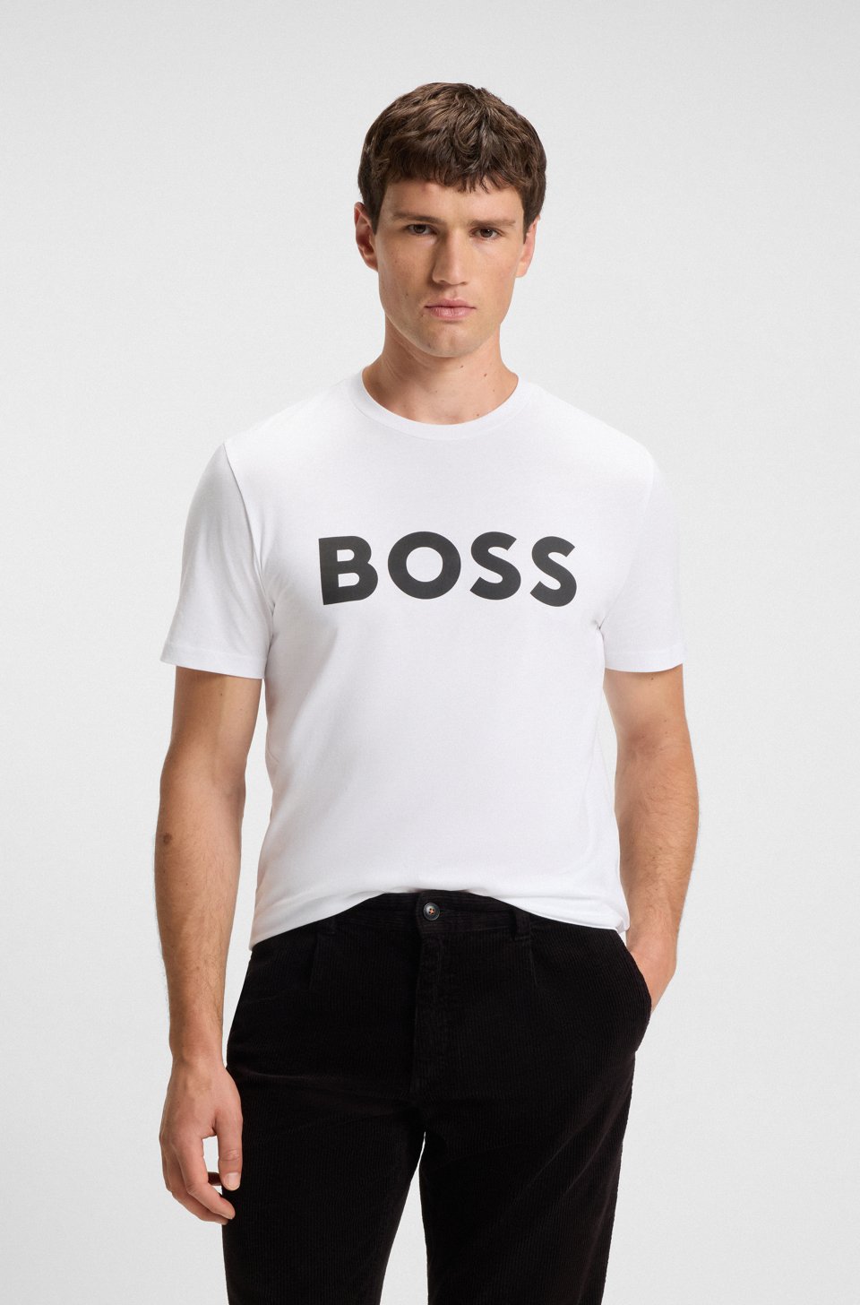 Cotton-jersey T-shirt with large logo print