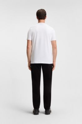 T-shirt in jersey di cotone con grande logo stampato, Bianco