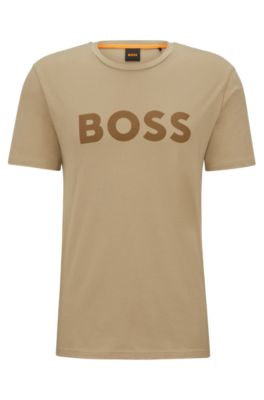 HUGO BOSS COTTON-JERSEY T-SHIRT WITH RUBBER-PRINT LOGO