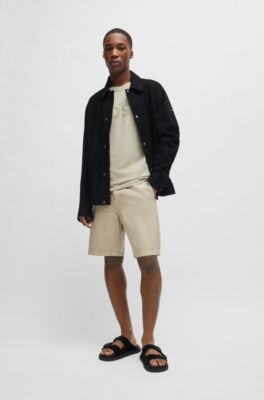 Cotton-jersey T-shirt with large logo print, Light Beige