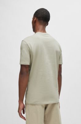 Cotton-jersey T-shirt with large logo print, Light Beige