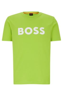 HUGO BOSS COTTON-JERSEY T-SHIRT WITH RUBBER-PRINT LOGO