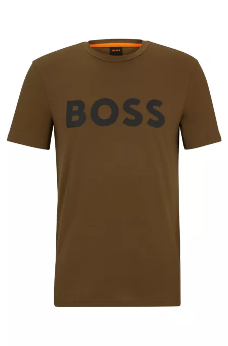 Cotton-jersey T-shirt with large logo print