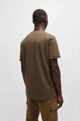 Cotton-jersey T-shirt with large logo print, Brown