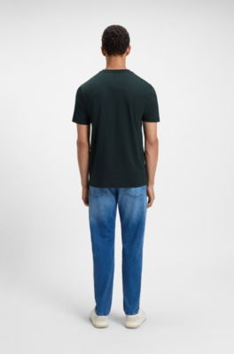 Cotton-jersey T-shirt with large logo print, Dark Blue