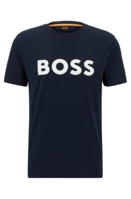 BOSS - コットンジャージー Tシャツ ラバープリントロゴ付き