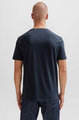 Cotton-jersey T-shirt with large logo print, Dark Blue