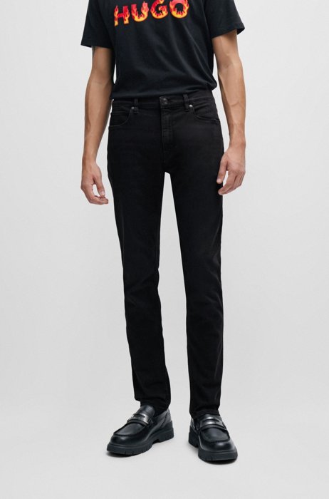 Schwarze Extra Slim-Fit Jeans aus bequemem Stretch-Denim, Schwarz