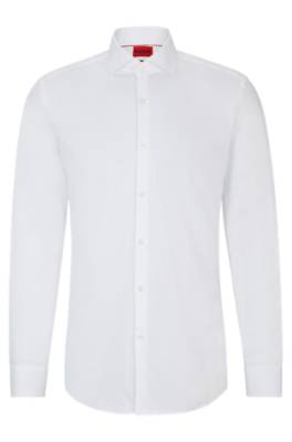 Hugo Slim-fit Shirt In Easy-iron Cotton Twill In White