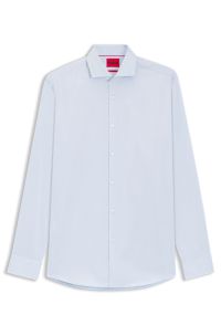 Slim-fit business shirt in striped cotton, Light Blue