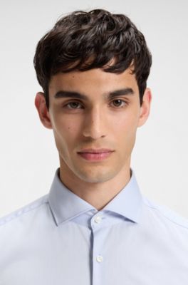Slim-fit shirt in easy-iron cotton twill, Light Blue