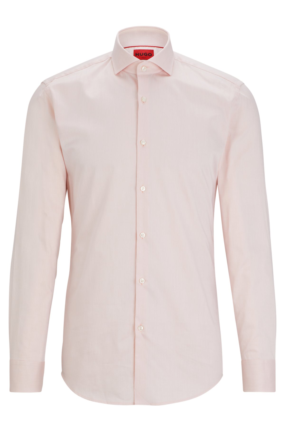 Slim-fit shirt in easy-iron cotton twill, light pink