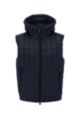 Water-repellent hooded gilet with lightweight padding, Dark Blue