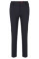 Slim-fit trousers in stretch fabric with slit hems, Dark Blue