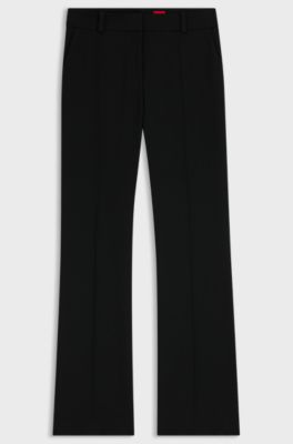 Regular-fit bootcut trousers in stretch fabric, Black