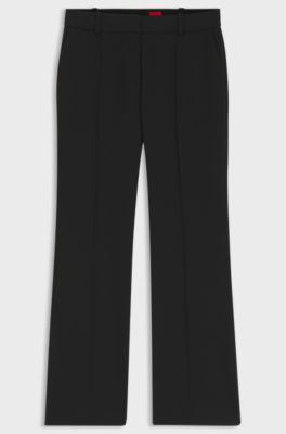 Regular-fit bootcut trousers in stretch fabric, Black