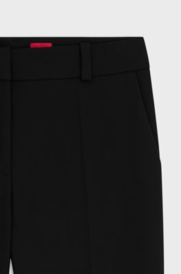 Regular-fit bootcut trousers in stretch fabric, Black