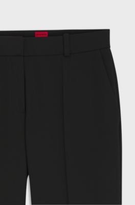 Regular-fit bootcut trousers in stretch fabric, Black