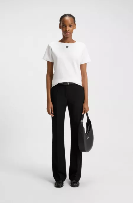 Regular-fit bootcut trousers in stretch fabric