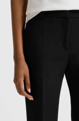 Regular-fit bootcut trousers in stretch fabric, Black