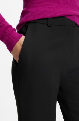 Regular-fit bootcut trousers in stretch fabric, Black