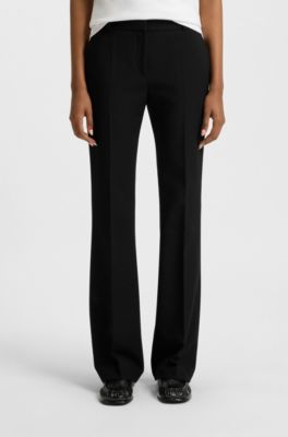 Regular-fit bootcut trousers in stretch fabric, Black