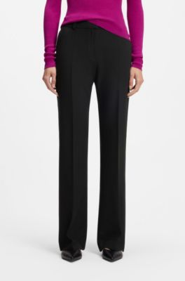 Regular-fit bootcut trousers in stretch fabric, Black