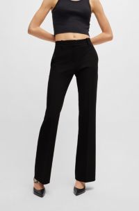 Pantalones acampanados regular fit de tejido elástico, Negro