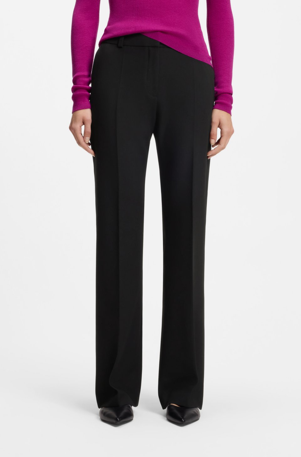 Regular-fit bootcut trousers in stretch fabric