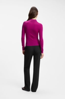 Regular-fit bootcut trousers in stretch fabric, Black