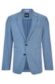 Slim-fit single-breasted jacket in performance fabric, Blue