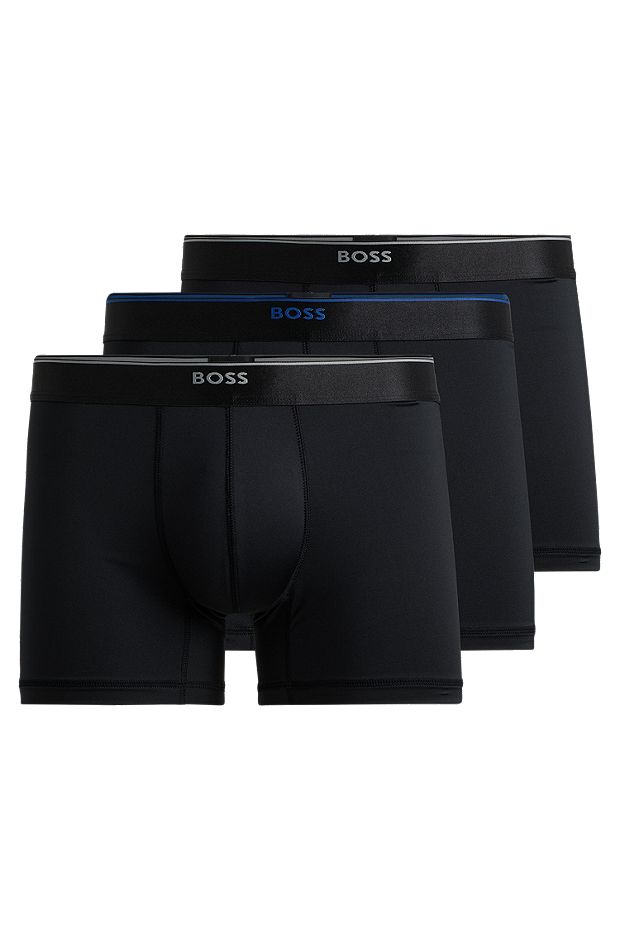Three-pack of microfibre boxer briefs with logo waistbands, Black