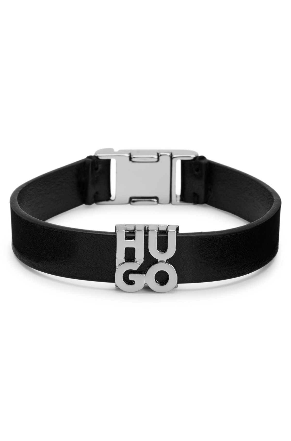 Naar de waarheid Bespreken Vloeibaar HUGO - Leren armband met hardware van tweedelig logo
