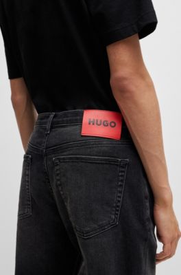 HUGO - テーパードフィットジーンズ ブラック コンフォートストレッチ 