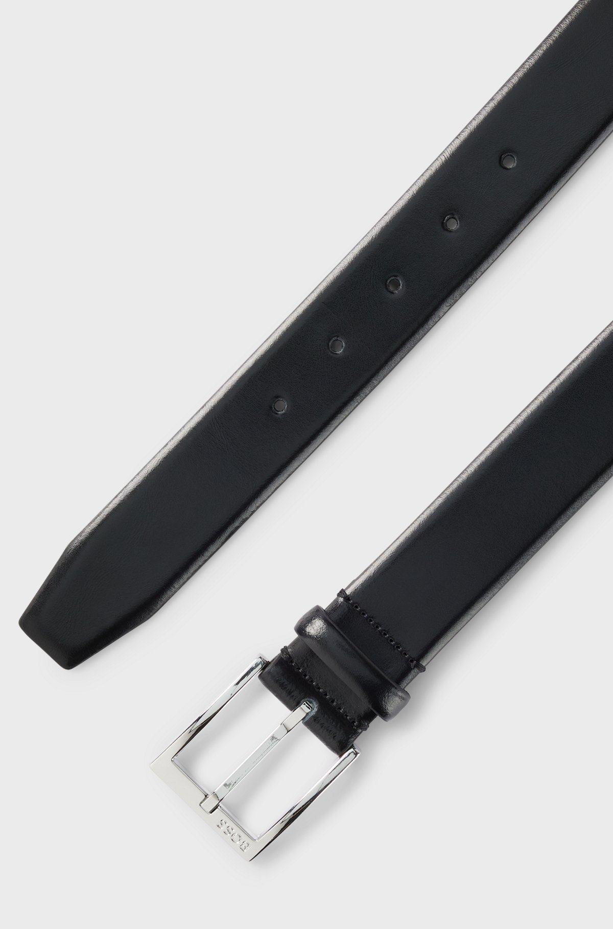 BOSS - Italian-made belt with branded buckle - Black BOSS - Italian-made belt with branded buckle - Black