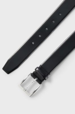 Italian-made belt with branded buckle, Black