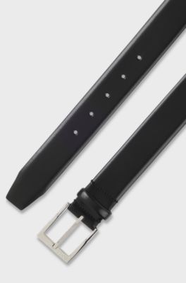 Italian-made belt with branded buckle, Black