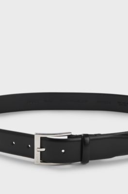 Italian-made belt with branded buckle, Black
