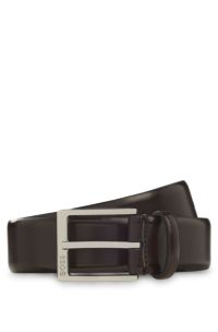 Italian-made leather belt, Dark Brown