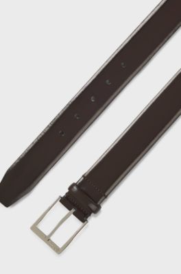 Italian-made leather belt, Dark Brown